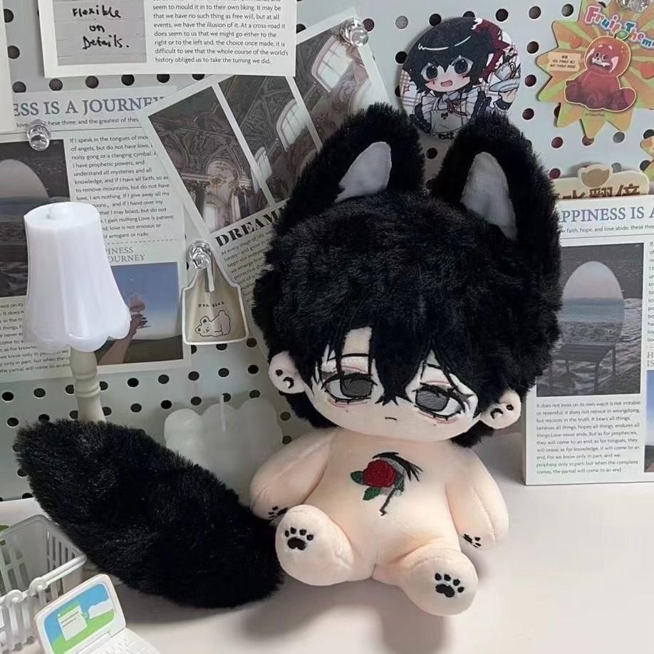 本体 しっぽ スケルトン 骨 ぬいぐるみ 20CM 無属性 黒髪 耳 推し活 推しぬい 綿人形 棉花娃娃 ちびぐるみ コットンドール cotton doll-W039