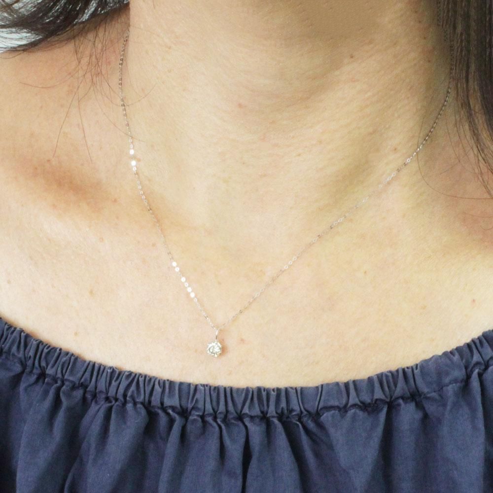 定番 人気 0.45ct ダイヤモンド K18 wg 一粒 6本爪 ペンダント 鑑別  