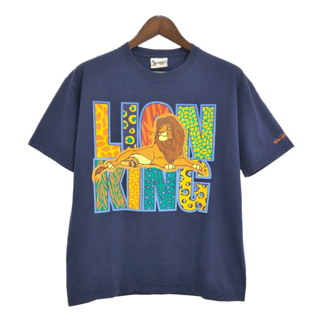 Disney ディズニー ライオンキング LION KING Ｔシャツ ムービー ネイビー メンズL相当 古着 T9514