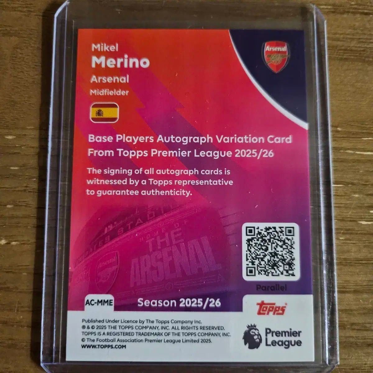 25 26 TOPPS PL メリノ オート アーセナル