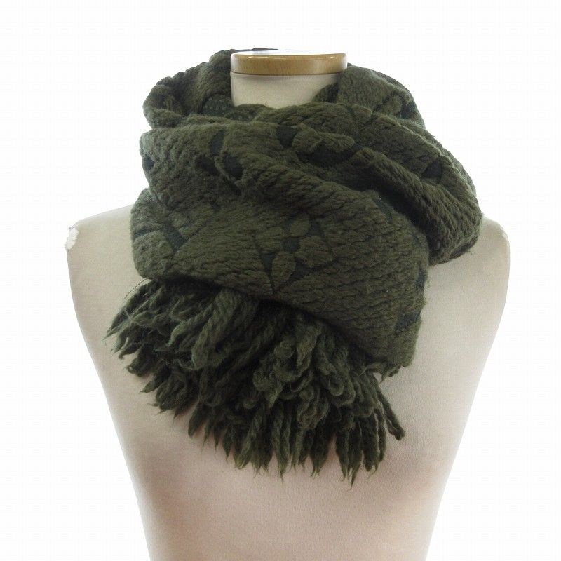 LOUIS VUITTON ロゴマニア マフラー ストール モノグラム シルク混 美品 ルイヴィトン エシャルプ ロゴマニア マフラー ストール シルク混