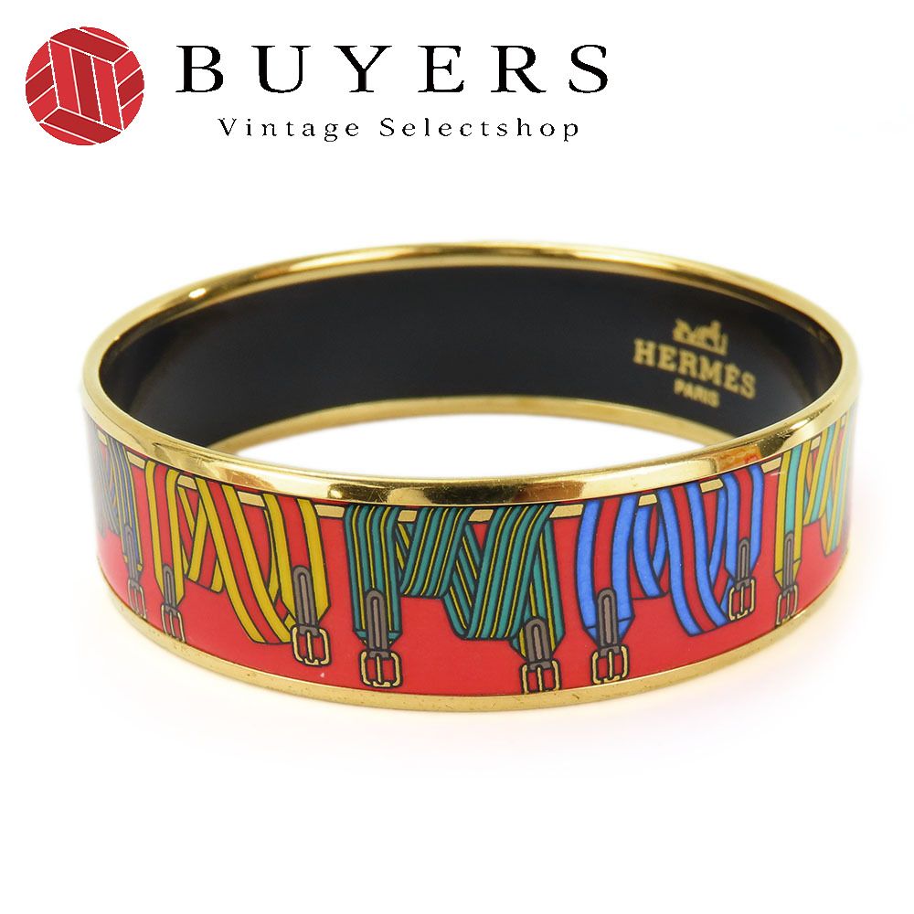 エルメス バングル レッド×ゴールド HERMES エマイユGM