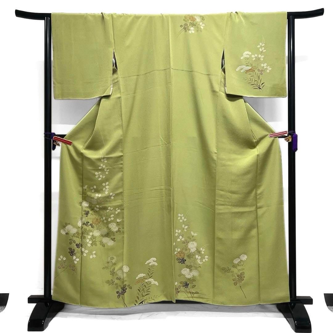 付け下げ　菊花　萩　リーフ　花模様　着物　053a d 付け下げ 菊花 萩 リーフ 花模様 着物 053a d 萩 着物