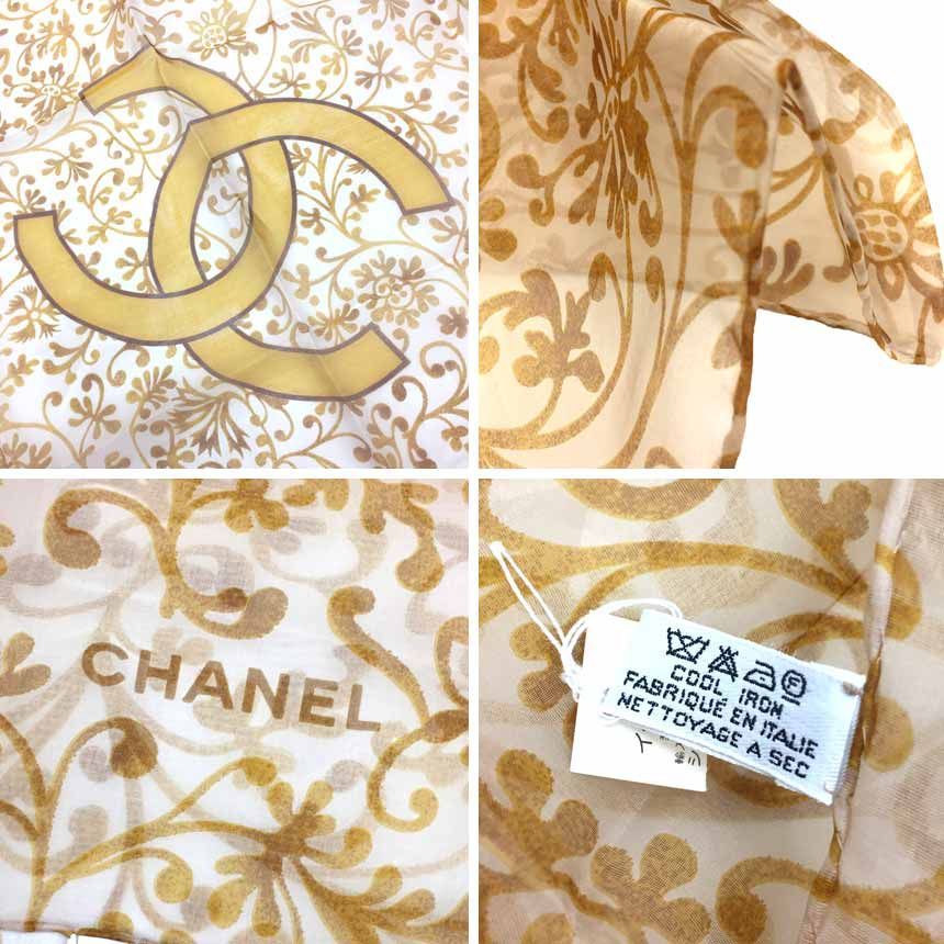 未使用 稀少 CHANEL シャネル シルク ストール ショール ココマーク