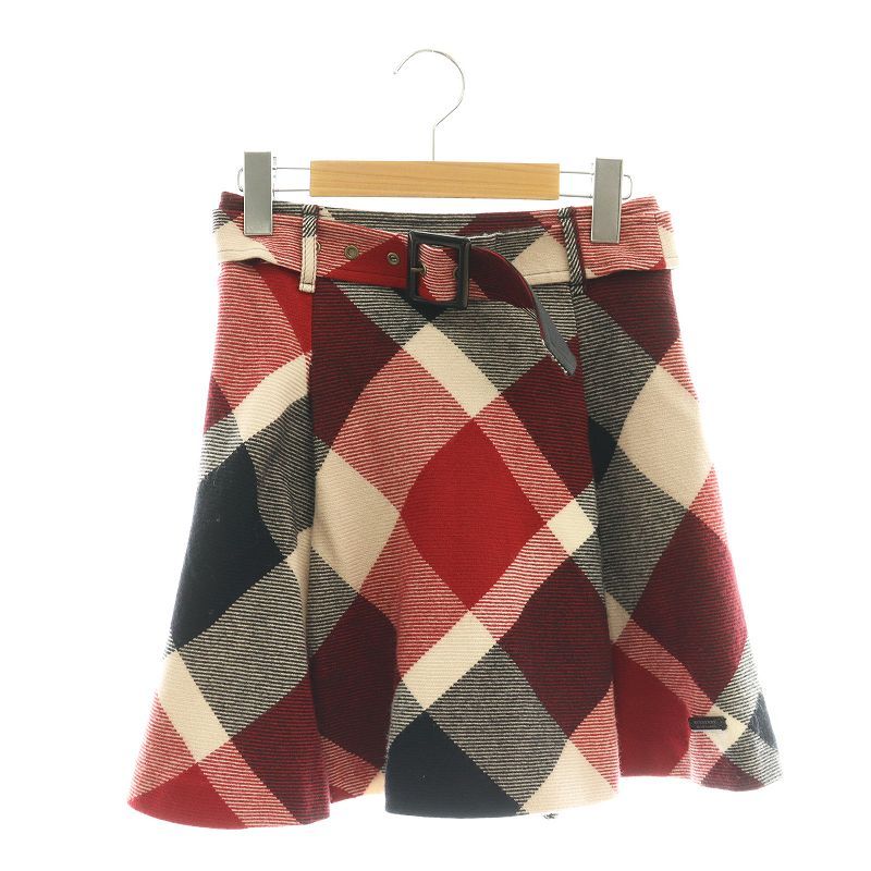 BURBERRY BLUE LABEL チェック マキフレアスカート 36 バーバリーブルーレーベル BURBERRY BLUE LABEL ベルト付き