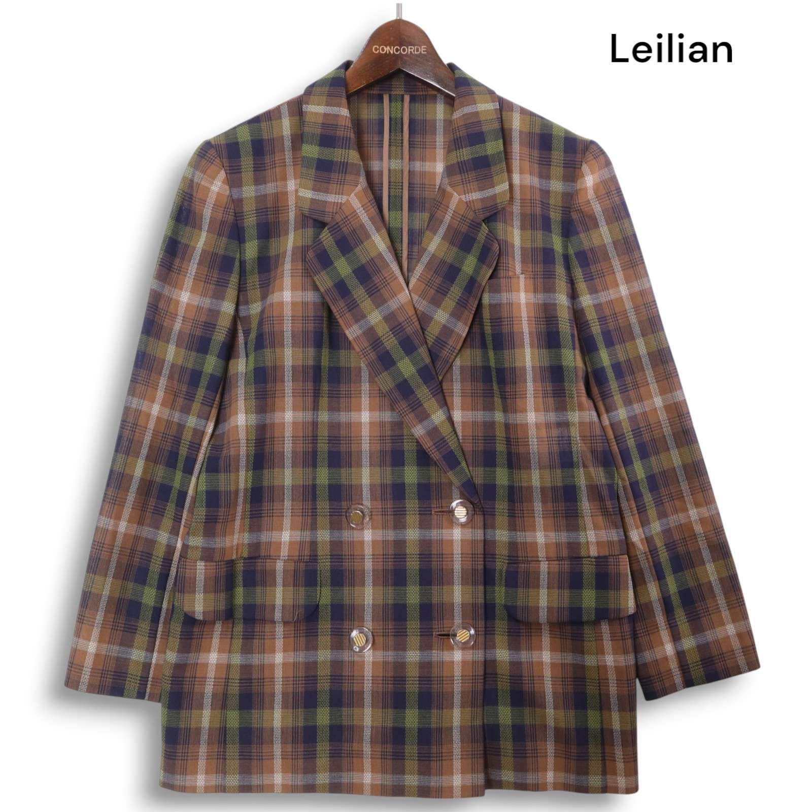 レリアン 春夏チェックテーラードジャケット 美品 レリアン Leilian