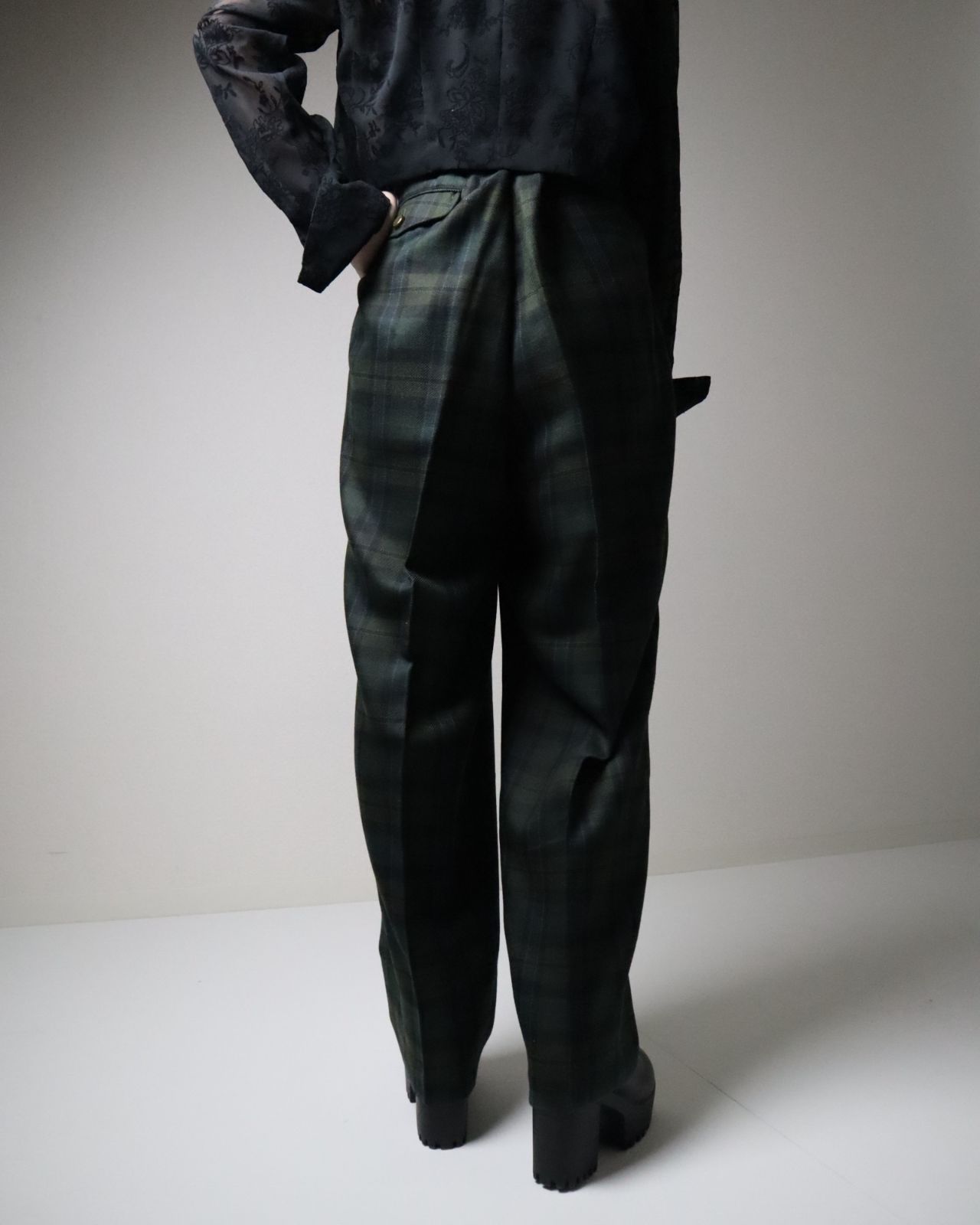 80s vintage ウールスラックス ブラックウォッチ チェック yzip 80s vintage ウールスラックス ブラックウォッチ チェック yzip