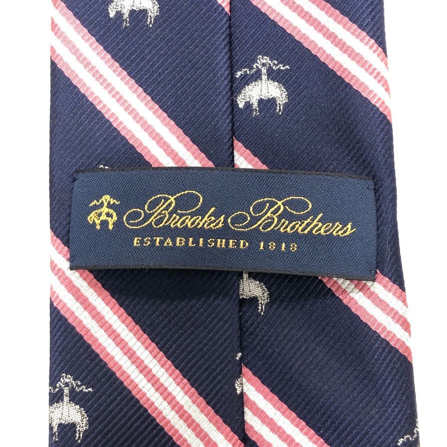 美品　USA製　ブルックスブラザーズ　ネクタイ　ネイビー×レッド　ストライプ ブルックスブラザーズ ネクタイ ストライプ ロゴ メンズ