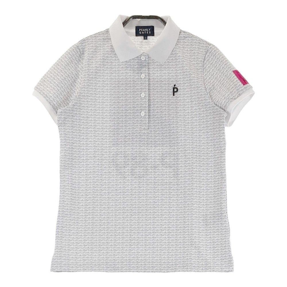 サイズ：0 PEARLY GATES パーリーゲイツ 半袖 ポロシャツ ロゴ総柄 ホワイト系 [240101301052]# ゴルフウェア レディース ストスト