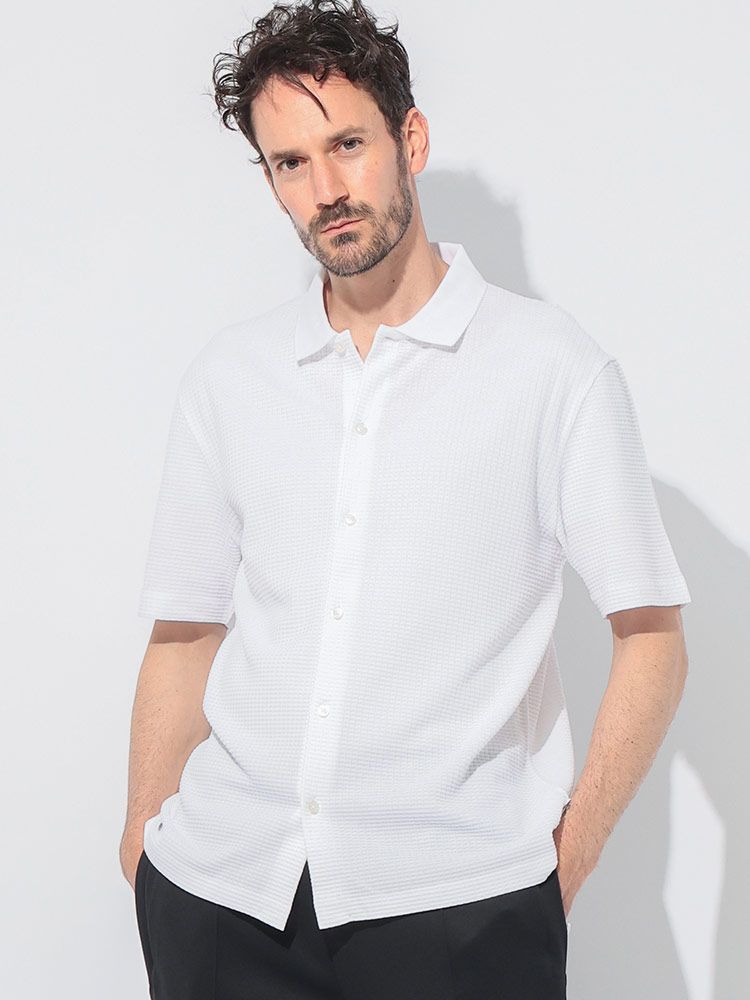 HUGO BOSS ヒューゴボス メッシュ フルボタン 半袖 シャツ
