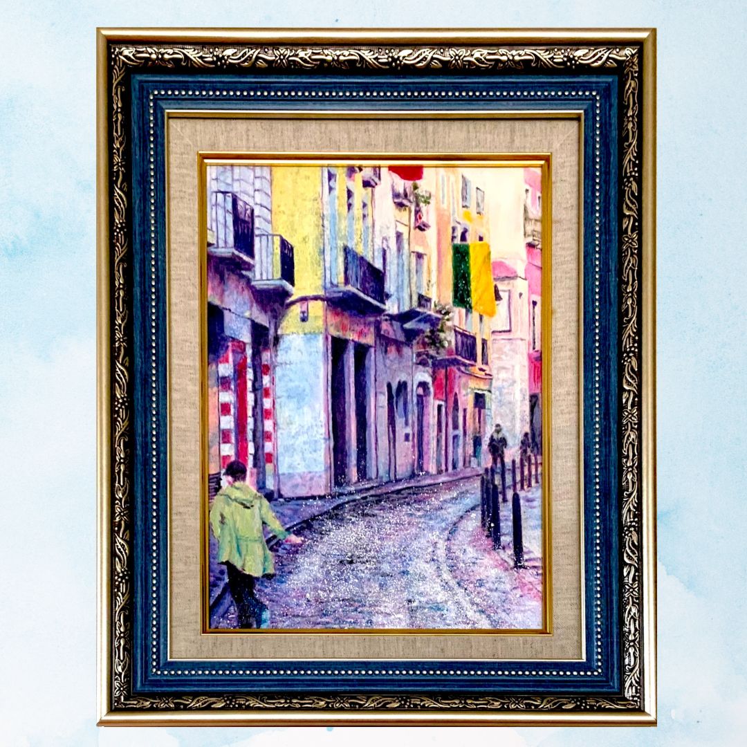 ヨーロッパ風景画 油絵 額付き