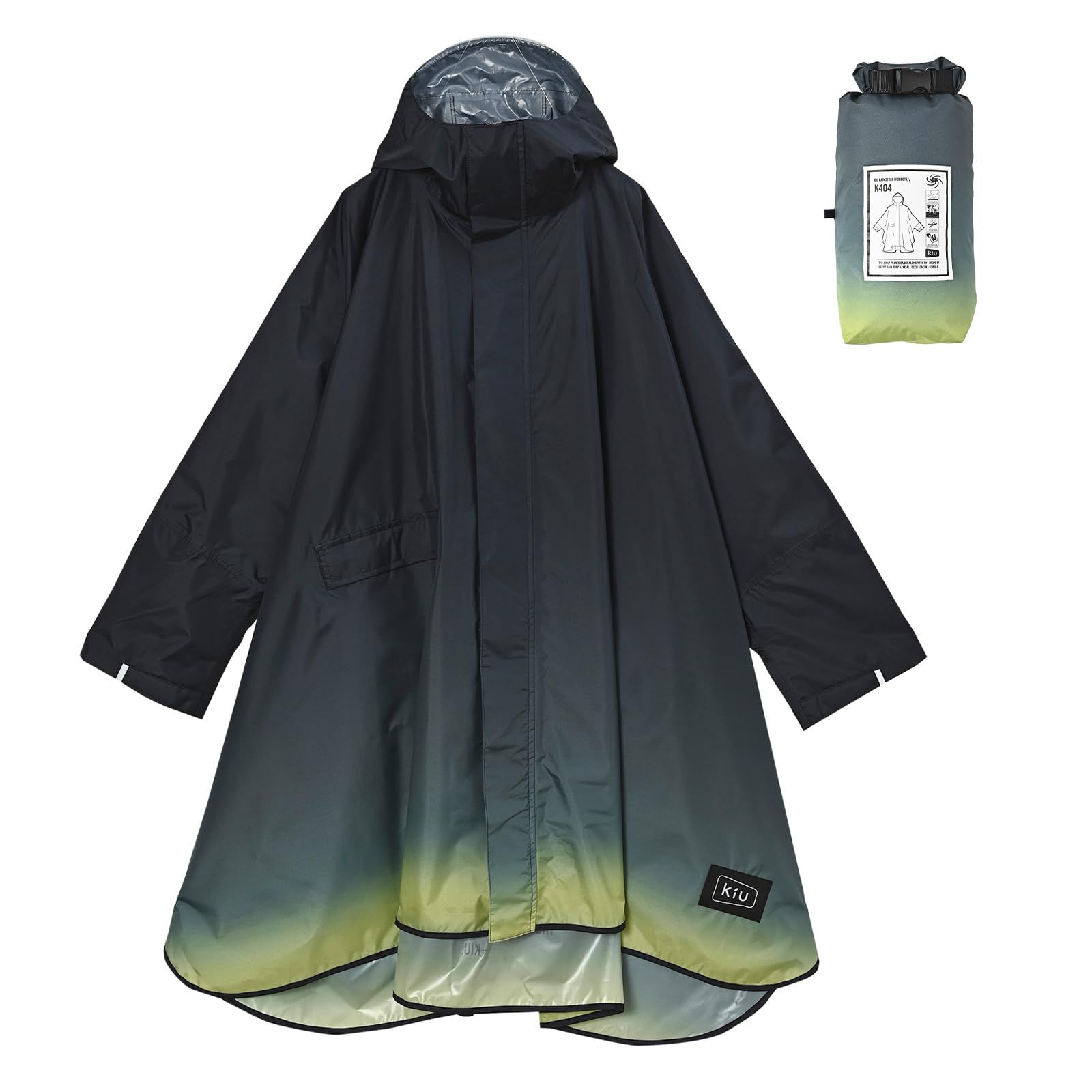 キウ スタンダードレインポンチョ 2ND STANDARD RAIN PONCHO - 2ND 防水 撥水 はっ水 耐水 豪雨対応 雨対策 大雨 台風 梅雨 レインコート スリーブポンチョ 雨具 雨ガッパ 雨合羽 袖付き 収納袋 グラデーションネイビー