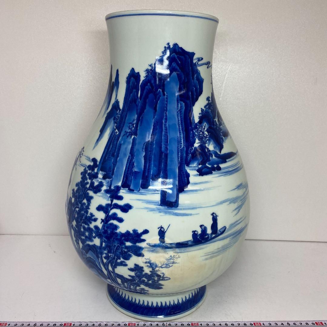 博古雅玩 中国 青花赤壁懐古 大花瓶 高さ46.5cm 東H5-0416