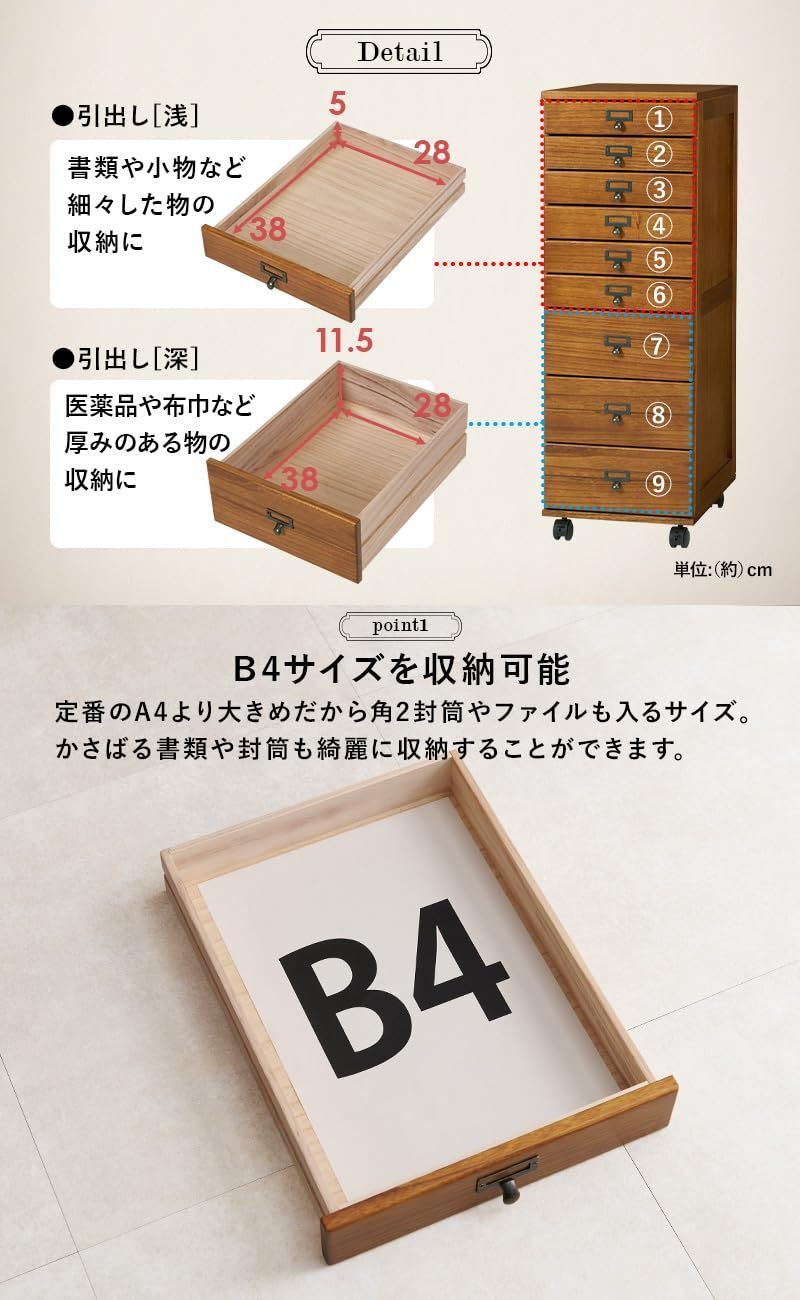 在庫処分】萩原 多段チェスト 書類チェスト 書類 棚 B4 引出9段 【すぐ ...