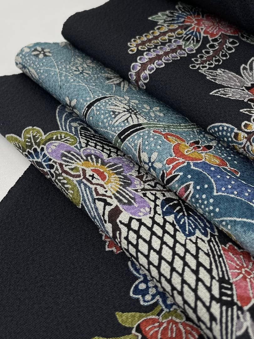 小紋 琉球紅型 伝統工芸士 西村英明 通産大臣指定伝統的工芸品 黒色