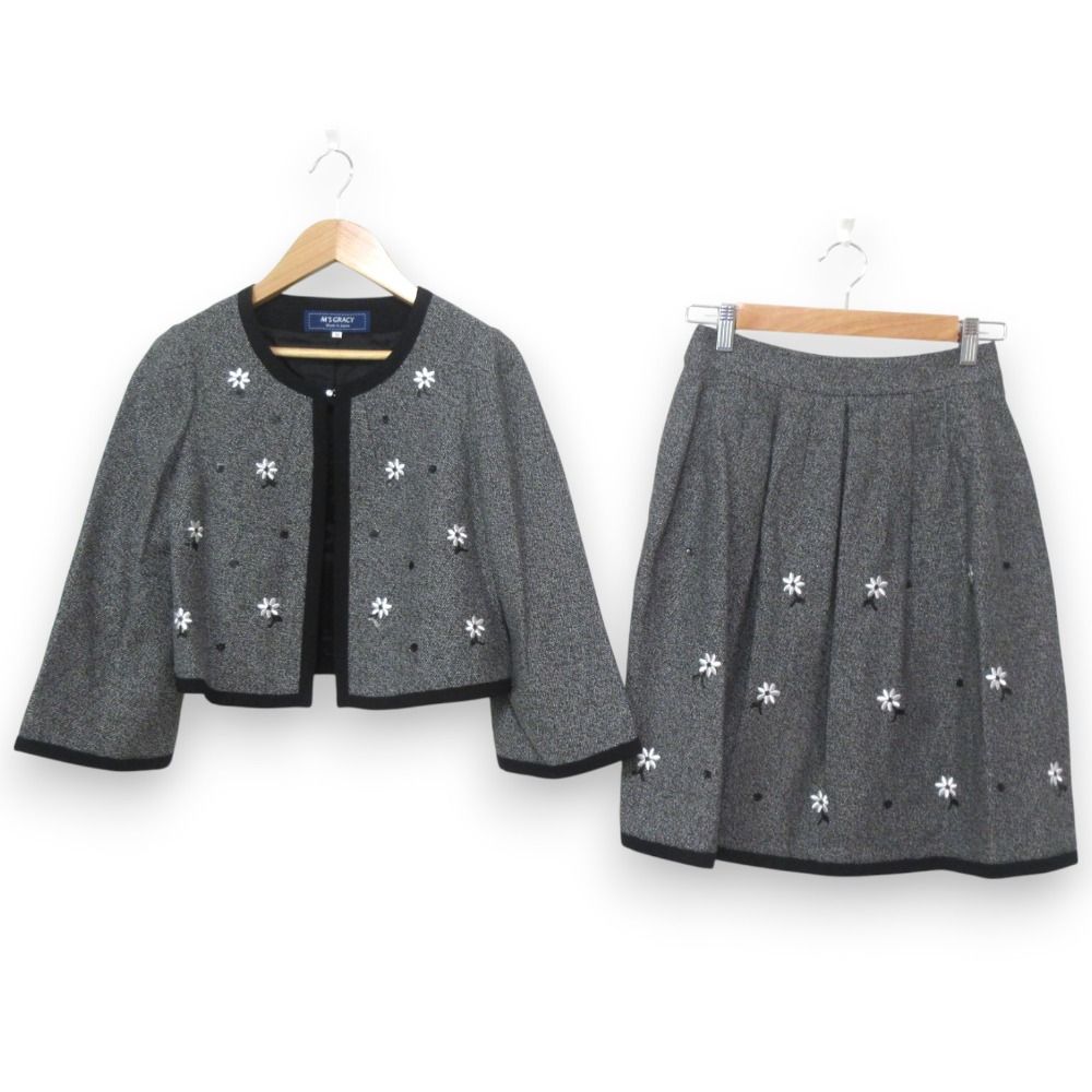 未使用 M'S GRACY エムズグレイシー フラワー刺繍スパンコール