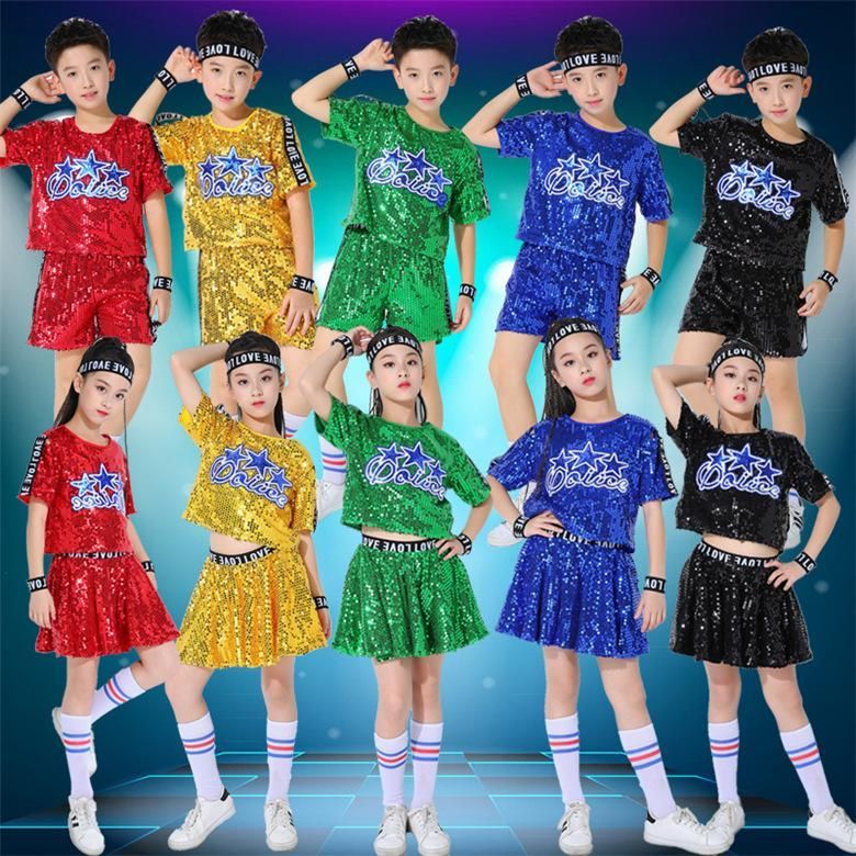 キッズ 上下セット 女の子 スカート 男の子 シュートパンツ Tシャツ ダンスウェア イベント 半袖 スパンコール 部活 公演 学園祭 発表会 セットアップ zz11573753703f1