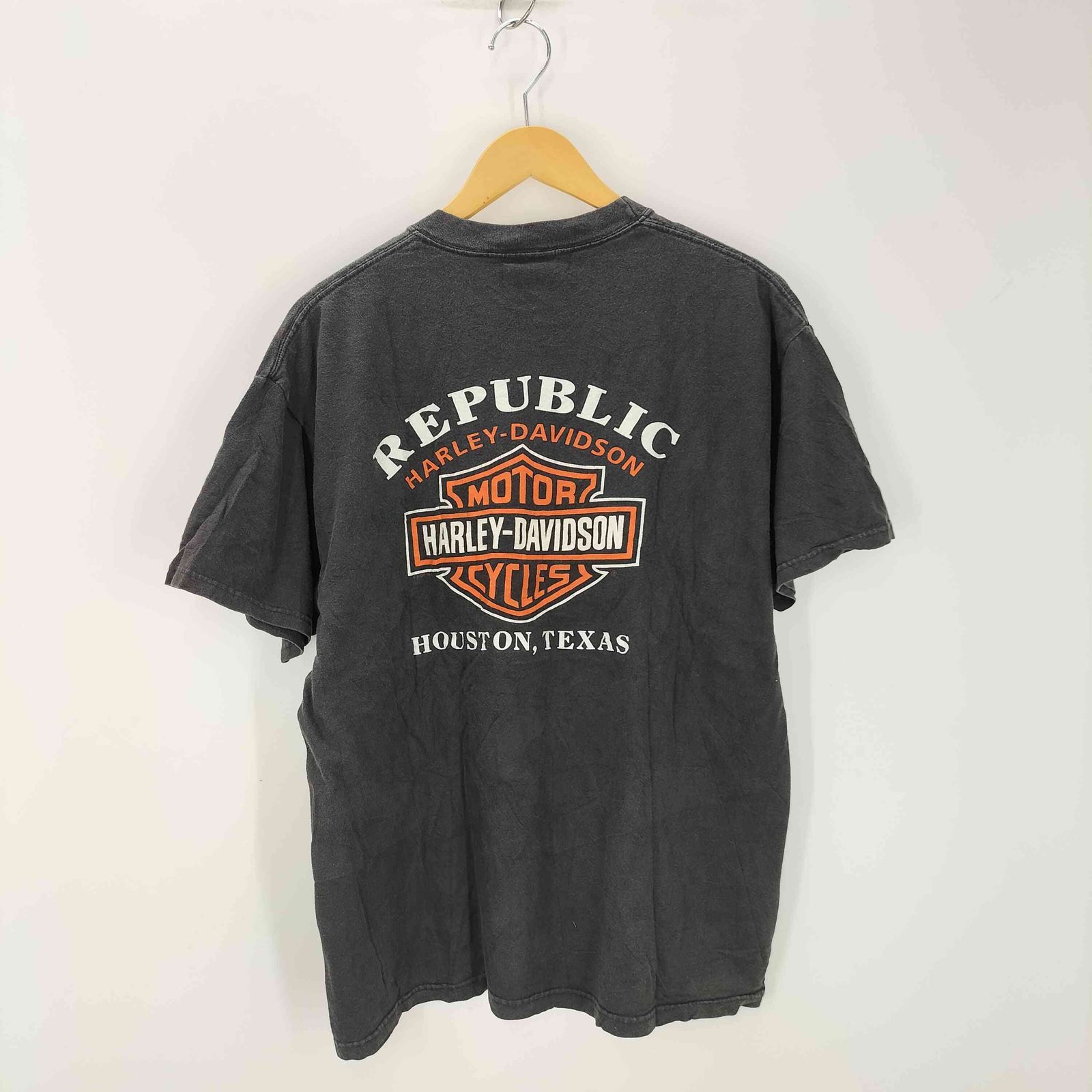 【激渋】USA製 ハーレーダビッドソン HARLEY tシャツ スミクロ XL ハーレーダビッドソン Tシャツ NO1 両面プリント スミ黒 L USA製