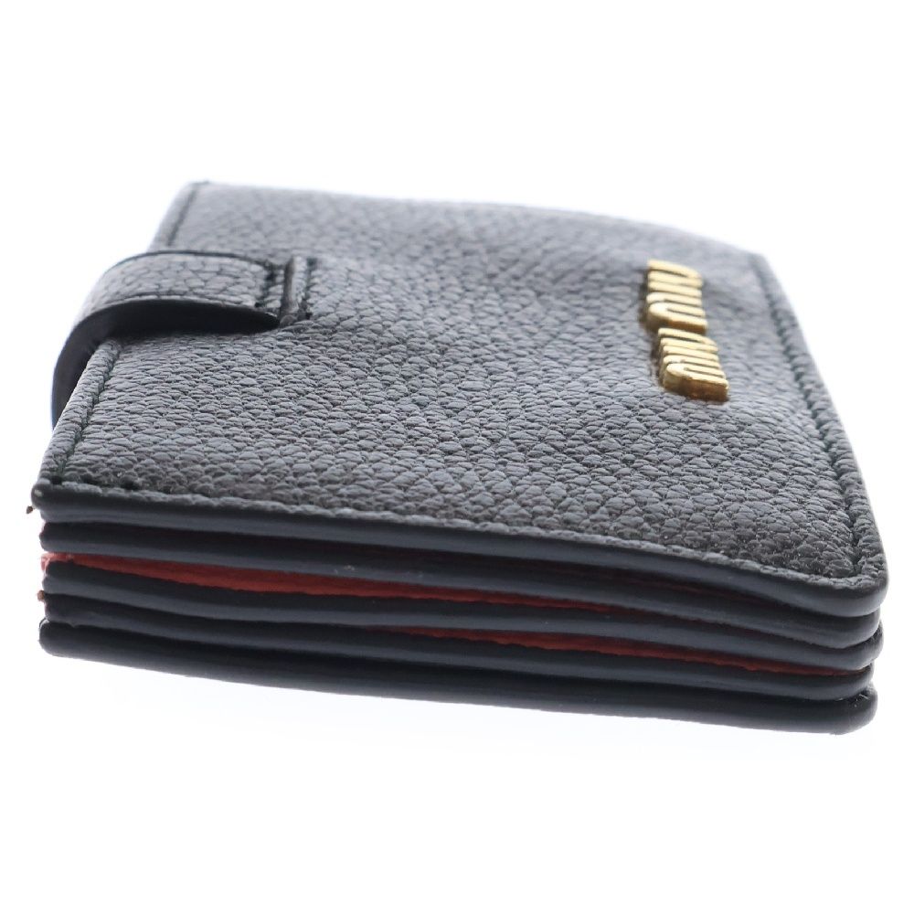 miumiu (ミュウミュウ) ロゴ レザー カードホルダー ケース ブラック  