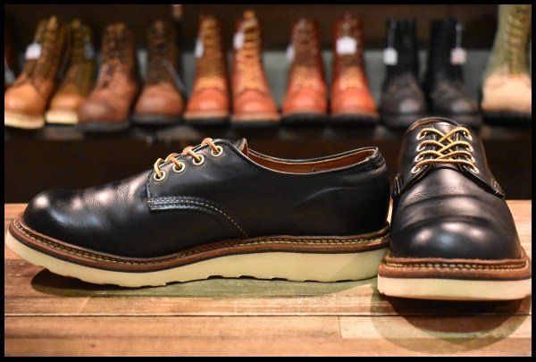 8D 15年 レッドウィング 8002 オックスフォード 黒 ブラック プレーントゥ ローカット 短靴 編み上げ ブーツ redwing HOPESMORE FJ166