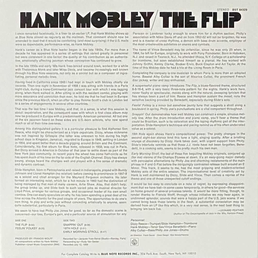 Hank Mobley 『The Flip』 USリイシュー盤 LP BST84329 - SEVEN TAILS