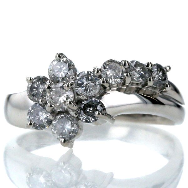 Pt900 プラチナ リング ダイヤモンド1.00ct 10粒 取り巻き 花