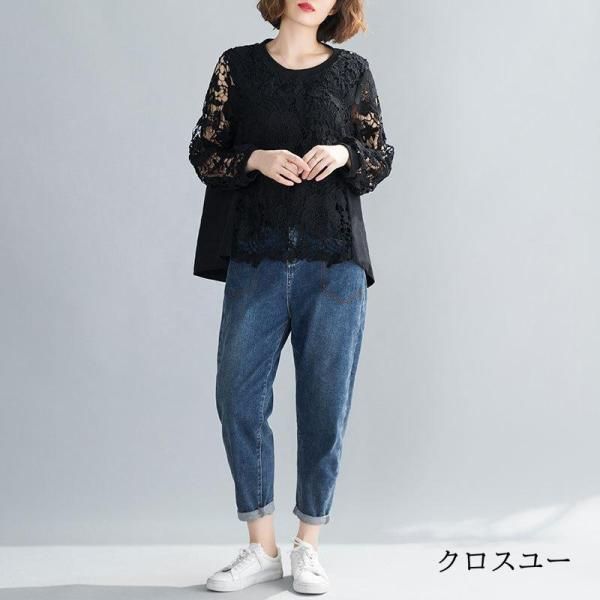 プルオーバー シャツ ブラウス ス 長袖 レディース 綿 デザインス かわいい 刺繍 レース 通勤 OL 無地 ゆったり Tシャツ プルオーバー シャツ ブラウス トップス 長袖 レディース 綿