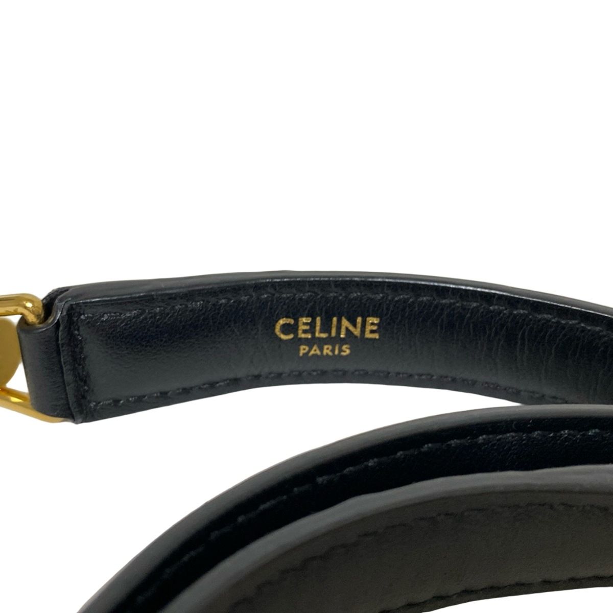 CELINE(セリーヌ) ショルダーストラップ - 黒×ゴールド レザー - メルカリ 