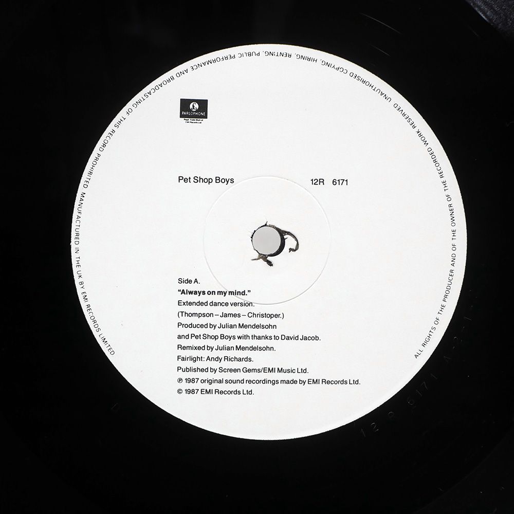 英 UK盤 PET SHOP BOYS/ALWAYS ON MY MIND/PARLOPHONE 12R6171