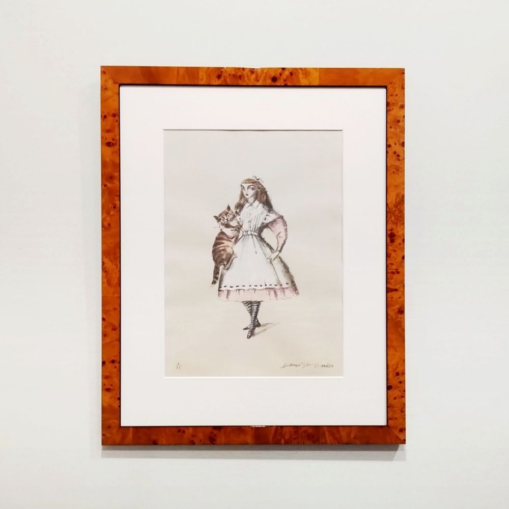 最大35％offセール。 金子國義 猫とアリス リトグラフ 手彩色 75部 直筆サイン 額付