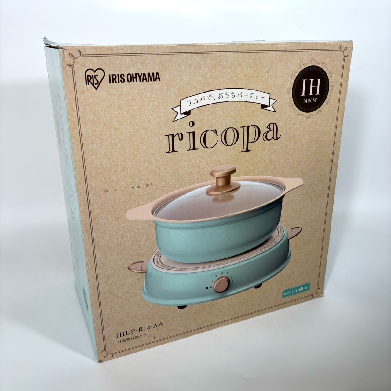 ♥ アイリスオーヤマ IHクッキングヒーター ricopa アッシュブルー IHLP-R14-AA
