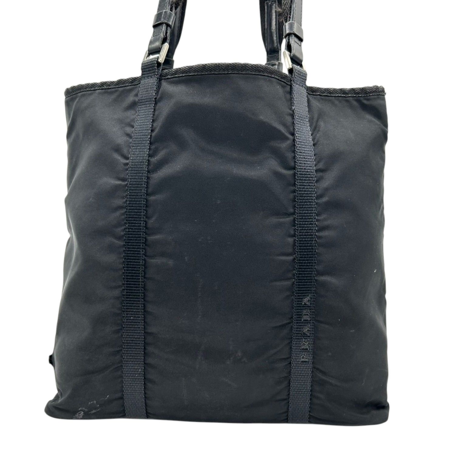 PRADA プラダ トートバッグ テスートナイロン 三角ロゴ 肩掛け 黒 ハンド 美品 PRADA プラダ ナイロン テスート 三角ロゴ ロゴ金具 トート