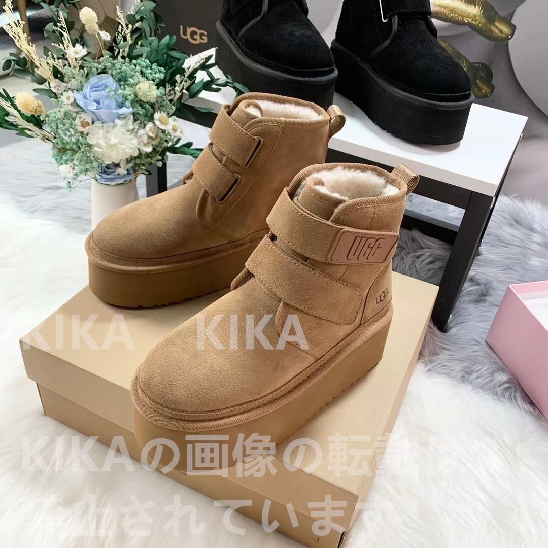 新品、アグ UGG レディース 厚底 靴 ブーツ アグ箱付 ニューメル 