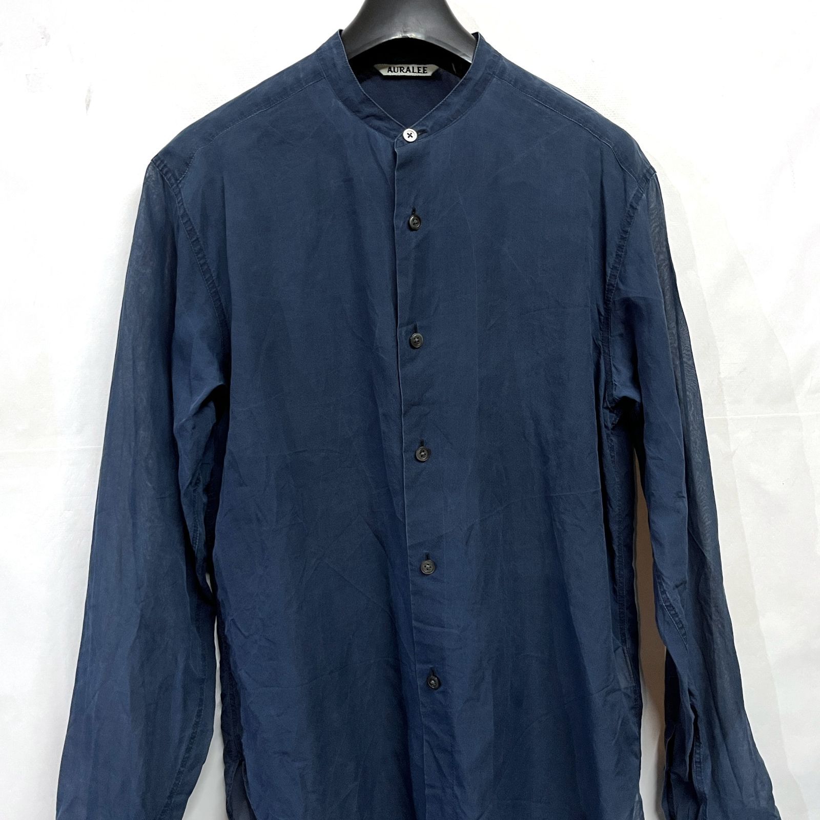 AURALEE / バンドカラーシルクシャツ GEA1】AURALEE □COTTON SILK STRIPE SHIRT A26SS01CS col：IVORY