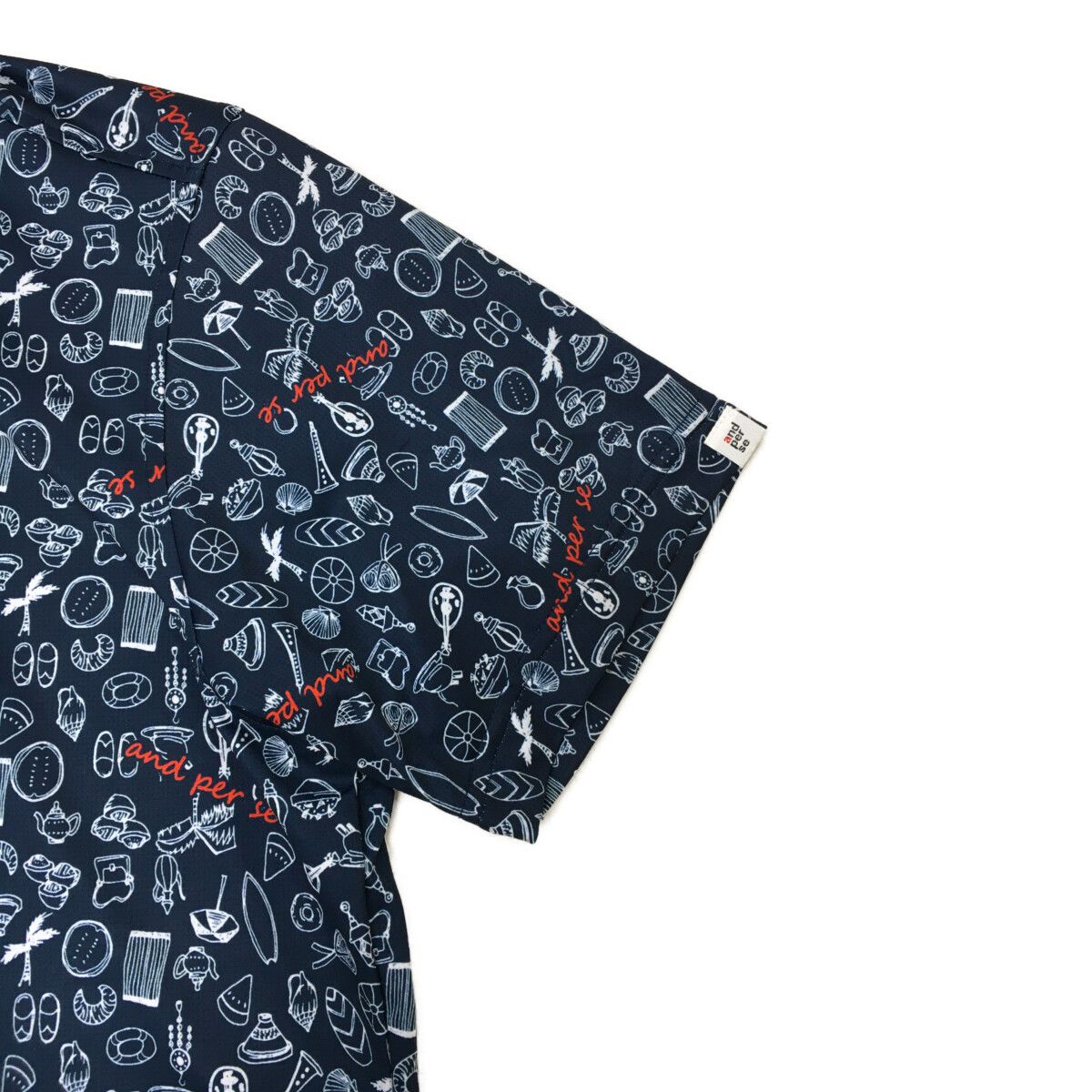 coco 中古 アンパスィ and per se メンズ 半袖ポロシャツ M 紺系 ネイビー 薄手 総柄 中古 メンズ アンパスィ and per se 半袖ポロシャツ M 紺系