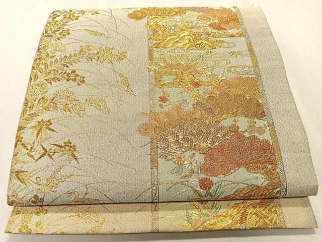 膨れ織 籠目 金彩 花柄に蝶々 素敵なデザイン 小紋 正絹 T-5926 膨れ織 籠目 金彩 花柄に蝶々 素敵なデザイン 小紋 正絹 T-5926