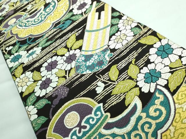 平和屋本店□極上 西陣 坂下織物謹製 六通柄袋帯 錦繍綴唐織 吉祥舞楽