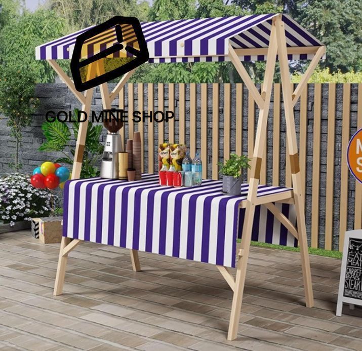 屋台ブース 折りたたみ式 仮設屋台セット 折りたたみ式屋台 マーケット屋台ディスプレイスタンド ストリート 簡単組み立て 軽量 収納便利 ファーマーズマーケットフリーマーケット 出店 イベントブース マルシェ ブルー 120x60cm