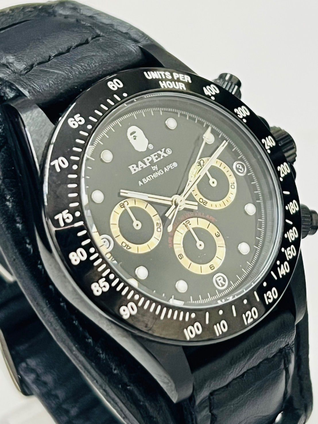 BAPEX エイプ 時計 ベイペックス BATHING APE デイトナ型 レザー BAPEX エイプ 時計 ベイペックス BATHING APE デイトナ型 レザー