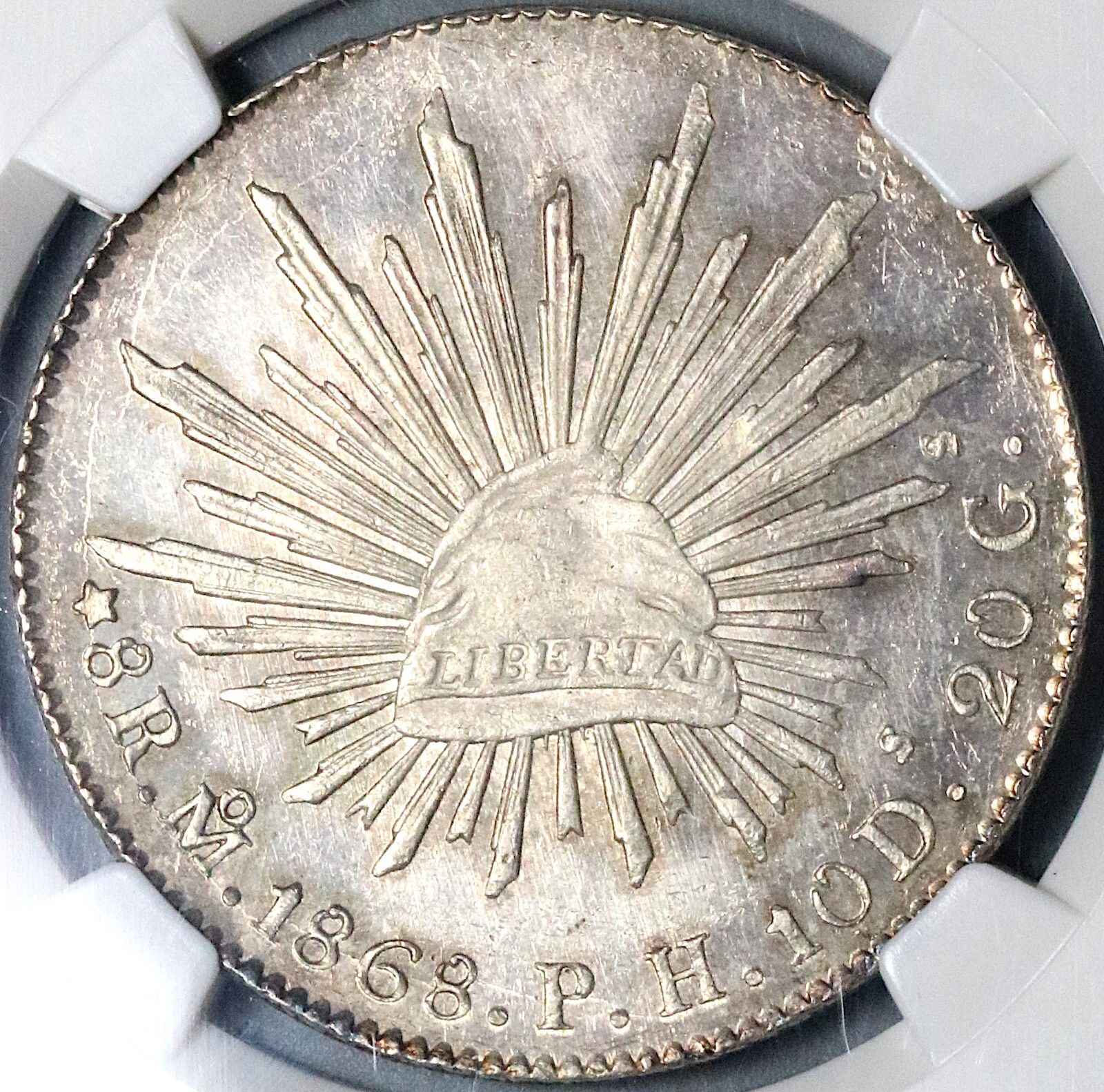 1868-Mo PH NGC MS 64 Mexico 8 Reales Cap Rays Silver Coin POP 2|0 23030401C