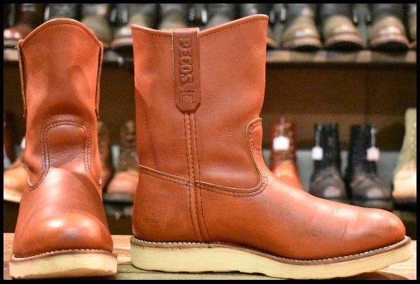 7.5E 09年 レッドウィング 8866 ペコス 赤茶 オロラセット クッションソール プルオン ブーツ redwing pecos HOPESMORE FJ162