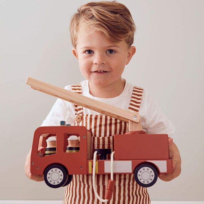 新品 Kids concept キッズコンセプト 消防車 乗り物 木製 kids concept //木製おもちゃの木製消防車セット キッズ