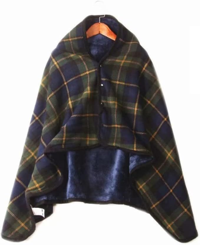 爆買い，SALE Rose ひざ掛け ブランケット 大判 選べる3色 4way 着る毛布 ボタン付あったか チェック柄 おしゃれ 吸湿保温 抗菌加工 静電気防止 洗濯可能 フリーサイズ80×135CM (グリーン) 応募券