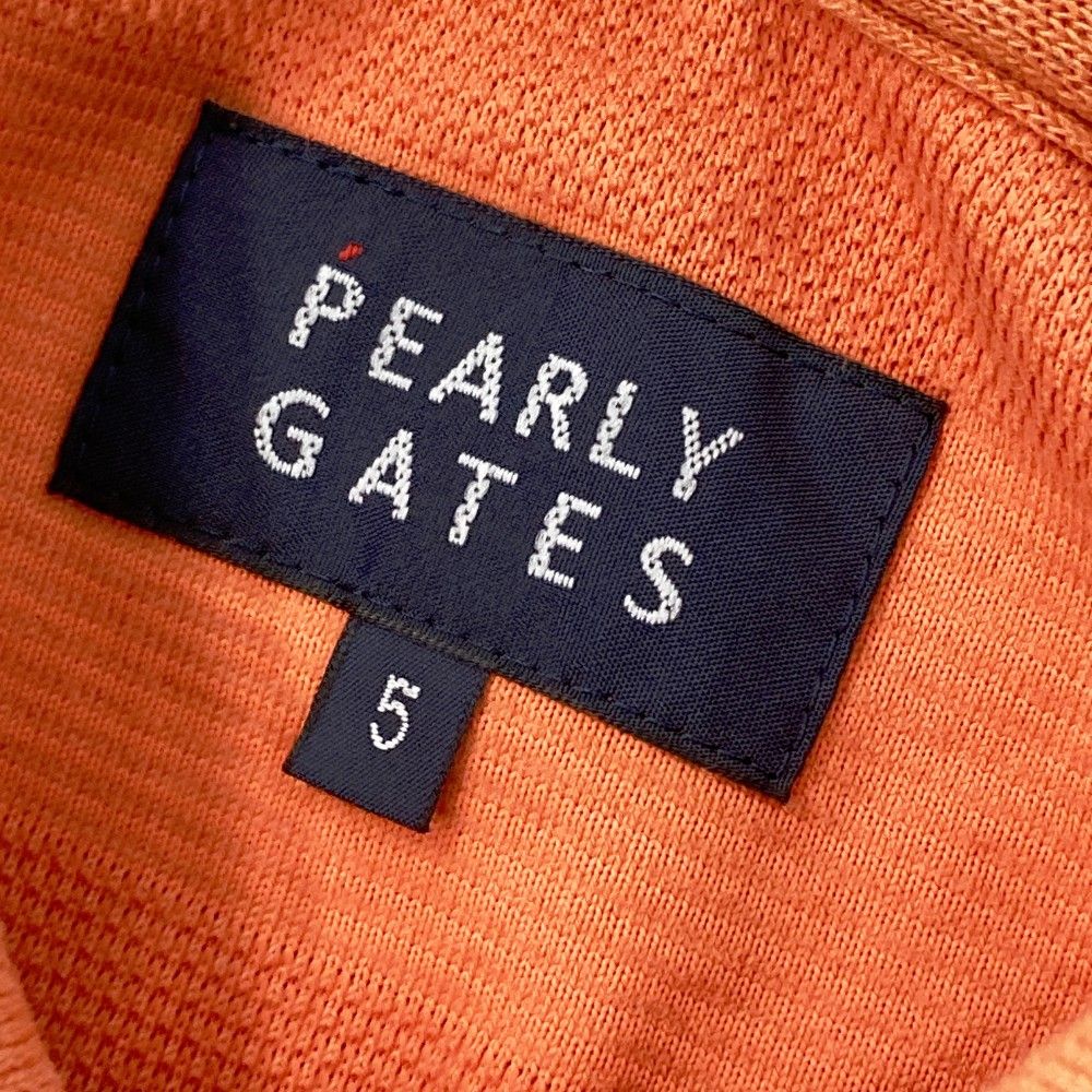 サイズ：5 PEARLY GATES パーリーゲイツ  半袖ポロシャツ ボーダー柄 オレンジ系 [240101455181] ゴルフウェア メンズ ストスト サイズ：5 PEARLY GATES パーリーゲイツ 半袖ポロシャツ