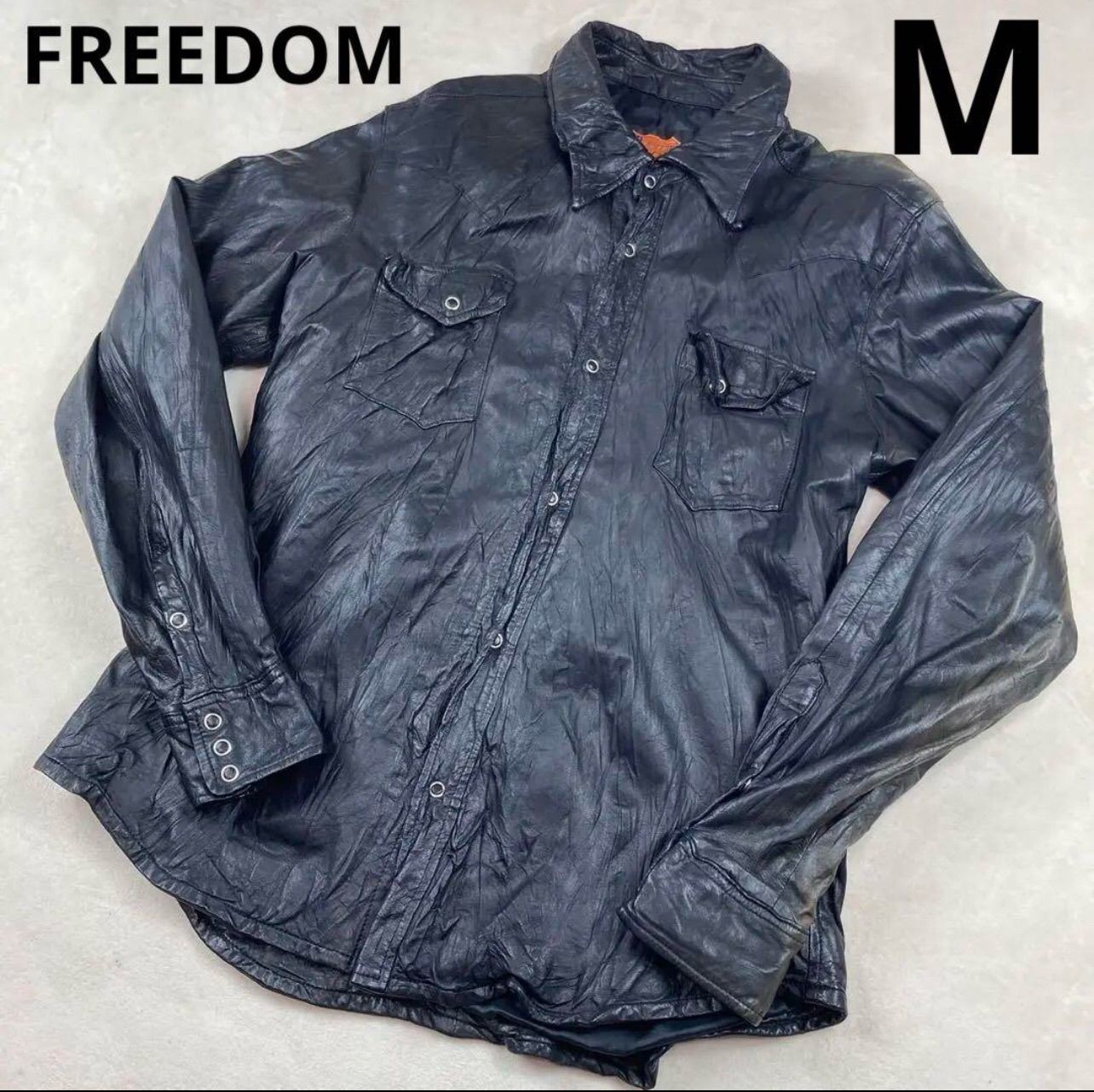 FREEDOM カウレザージャケット 日本製 ブラック Mサイズ カウレザー 