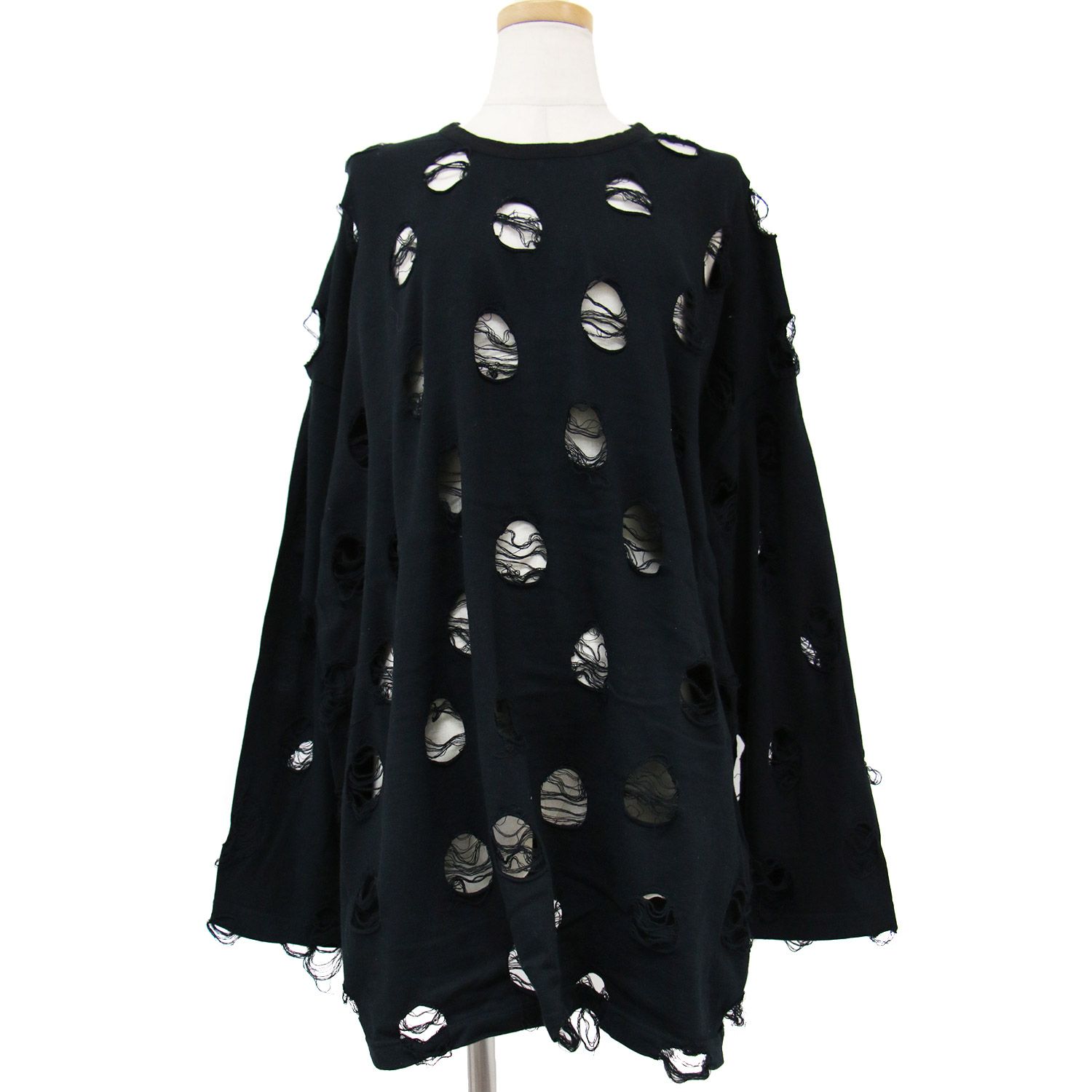 Ys ワイズ Tシャツ ブラック 黒 2(M) 穴あき カットオフ オーバー  