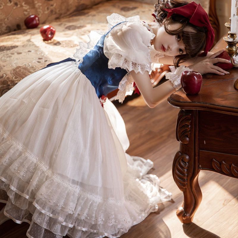 水色ロリータドレス メイド コスプレ 甘ロリ アリス ワンピース