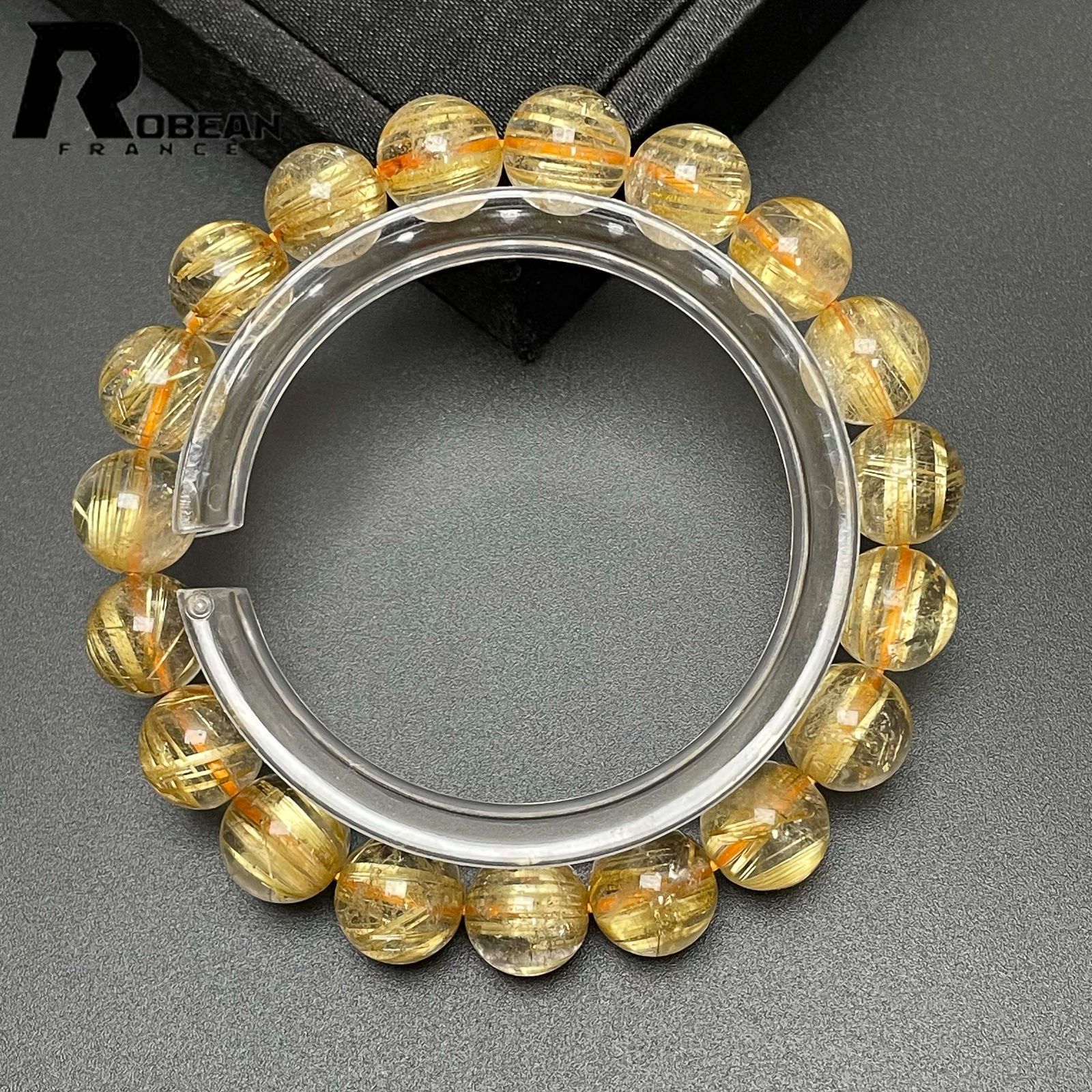 在庫切れ 逸品 EU製 定価19万円ROBEAN・極!極満針ルチルクォーツブレスレット パワーストーン 天然石 綺麗 金運 お守り プレゼント 10.4-10.9mm M829656