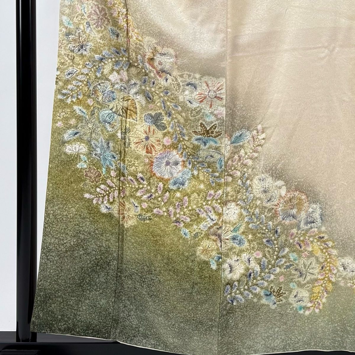 訪問着 身丈158cm 裄丈61.5cm S 袷 鈴乃屋 落款 辻が花 金銀彩 ぼかし クリーム 正絹 名品 一つ紋