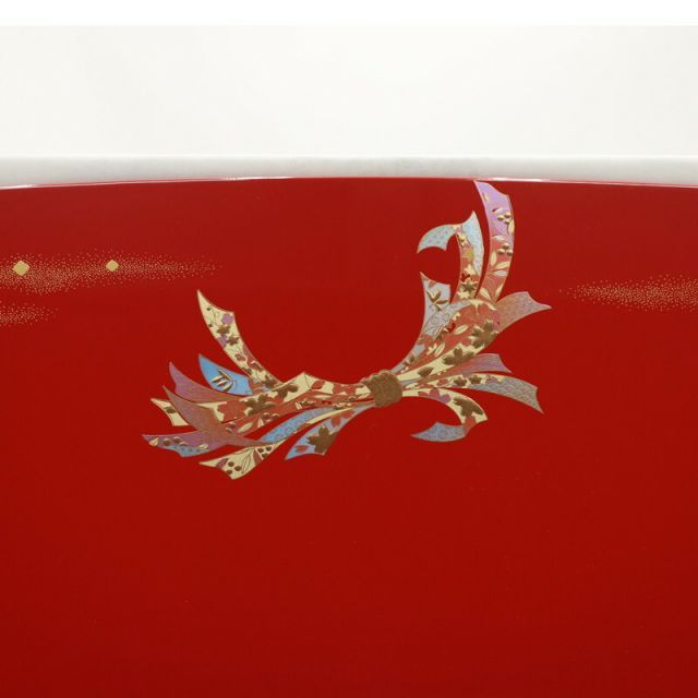 アウトレット品 インテリア 屏風単品 ショップ 13号 赤塗 のしめ柄 三